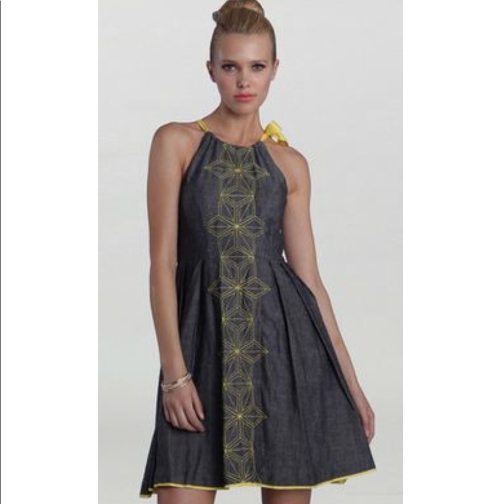 Eva Franco Gray Chambray Halter Dress